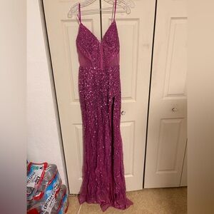 Glamorous Pink Sequin Prom Dress